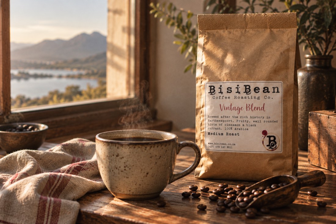 Roasted coffee beans in the drum at BisiBean.